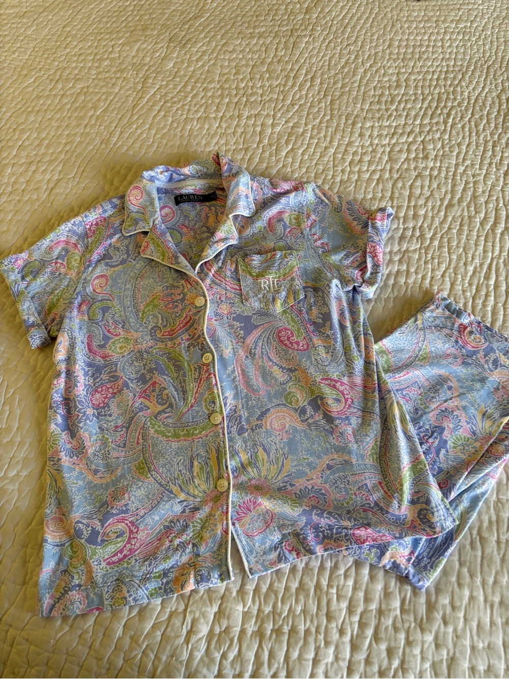 Ralph Lauren Paisley Short-Sleeve Knit Pajama Set